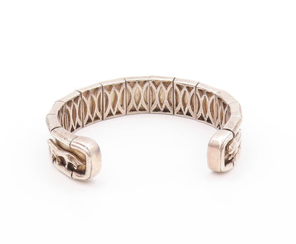 925 Sterling Silver Vintage Bracelet SHEILA Solid Walking Tigers Cuff  BT11193