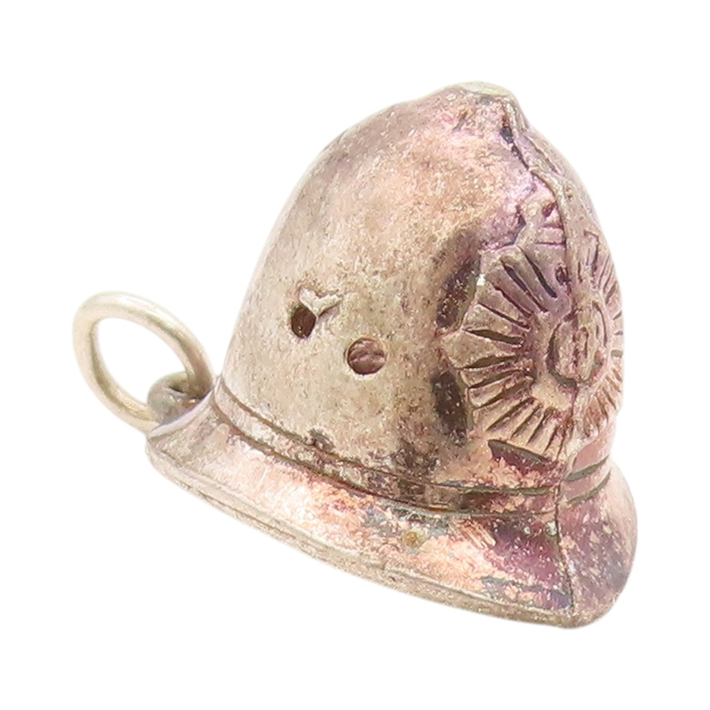 925 Sterling Silver Vintage Pendant British Metropolitan Police Helmet PT24430