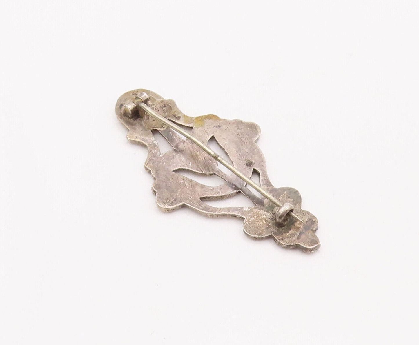925 Sterling Silver Vintage Brooch Pin Dented Carved Trible Design  BP10937