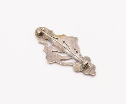925 Sterling Silver Vintage Brooch Pin Dented Carved Trible Design  BP10937