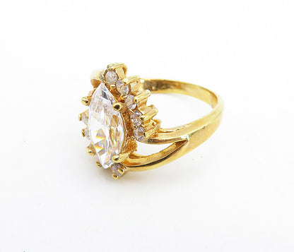 925 Sterling Silver  Cubic Zirconia Solitaire With Accents Ring Sz 5  RG7301