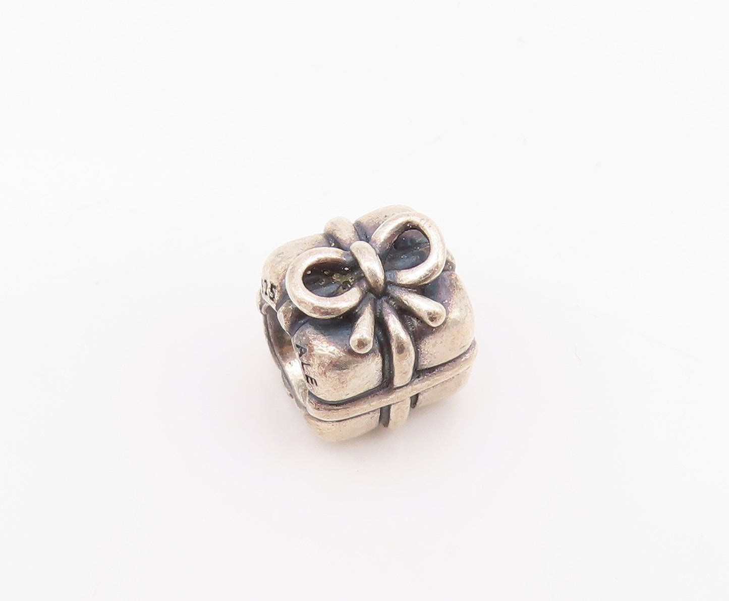925 Sterling Silver Vintage Pendant PANDORA Mini Carved Gift Box Charm  PT24255