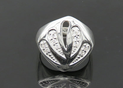 925 Sterling Silver  Vintage Topaz Cutout Detail Shiny Band Ring Sz 7  RG21293