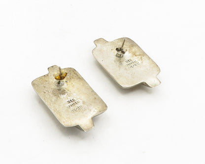 MEXICO 925 Sterling Silver  Vintage Modernist Hollow Drop Earrings  EG5275