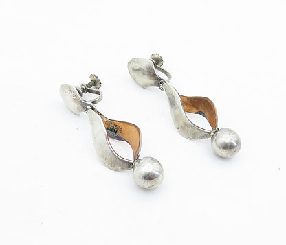 MEXICO 925 Silver  Vintage Two Tone Infinity Twist Non Pierce Earrings  EG2871