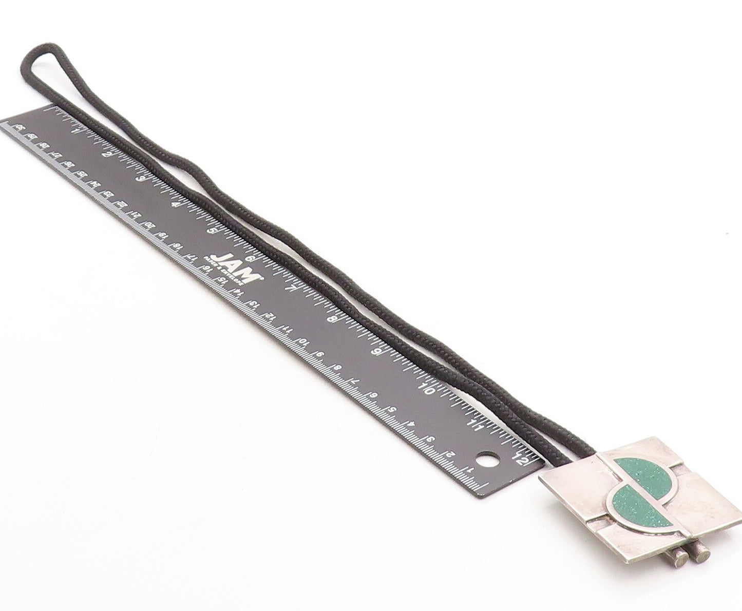 925 Sterling Silver  Vintage Inlaid Green Jasper Bolo Rope Necklace  NE1079