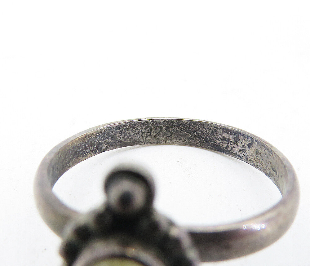 925 Sterling Silver Vintage Cabochon Cut Topaz Solitaire Ring Sz 7 RG5199