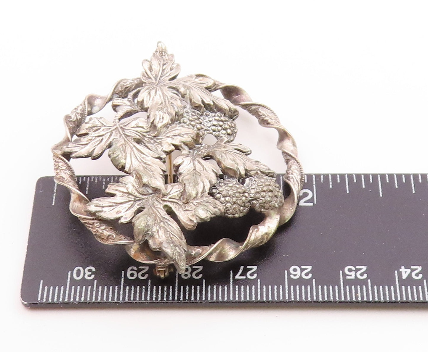 925 Sterling Silver  Vintage Antique Grape Vine Floral Twist Brooch Pin BP8290