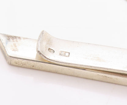 925 Sterling Silver Vintage Tie Bar POLAND Minimalist Clip With Chain  TR4002