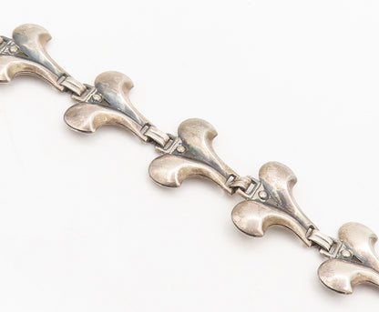 925 Sterling Silver  Vintage Cutout Swirly 2 Petal Flowers Bracelet  BT10079