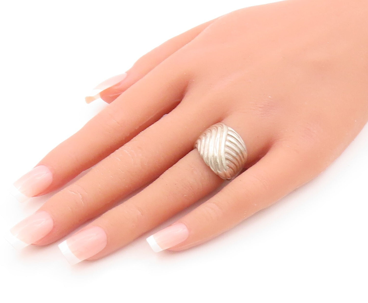 925 Sterling Silver Vintage Ring Solid Designer Wave Grooved  Sz 6.5  RG31900