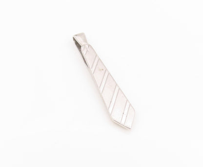 925 Sterling Silver Vintage Tie Clip MAULEIGH Classic Striped Formal Tie  TR4157