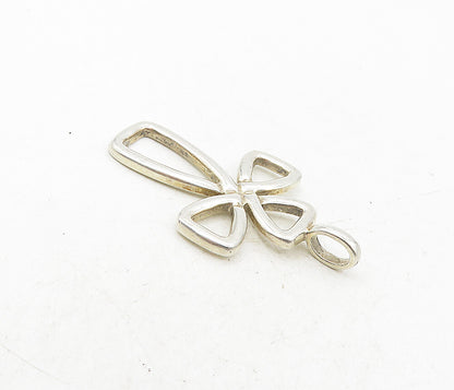 925 Sterling Silver  Vintage Shiny Open Religious Cross Drop Pendant  PT6571
