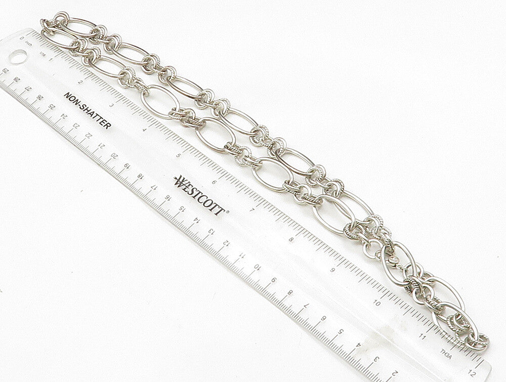 MONET 925 Silver  Vintage Circle Rope Twist Mooring Link Chain Necklace NE3846