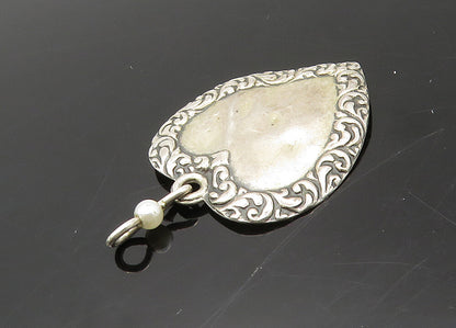 925 Sterling Silver  Vintage Petite Pearl Bordered Love Heart Pendant  PT16469