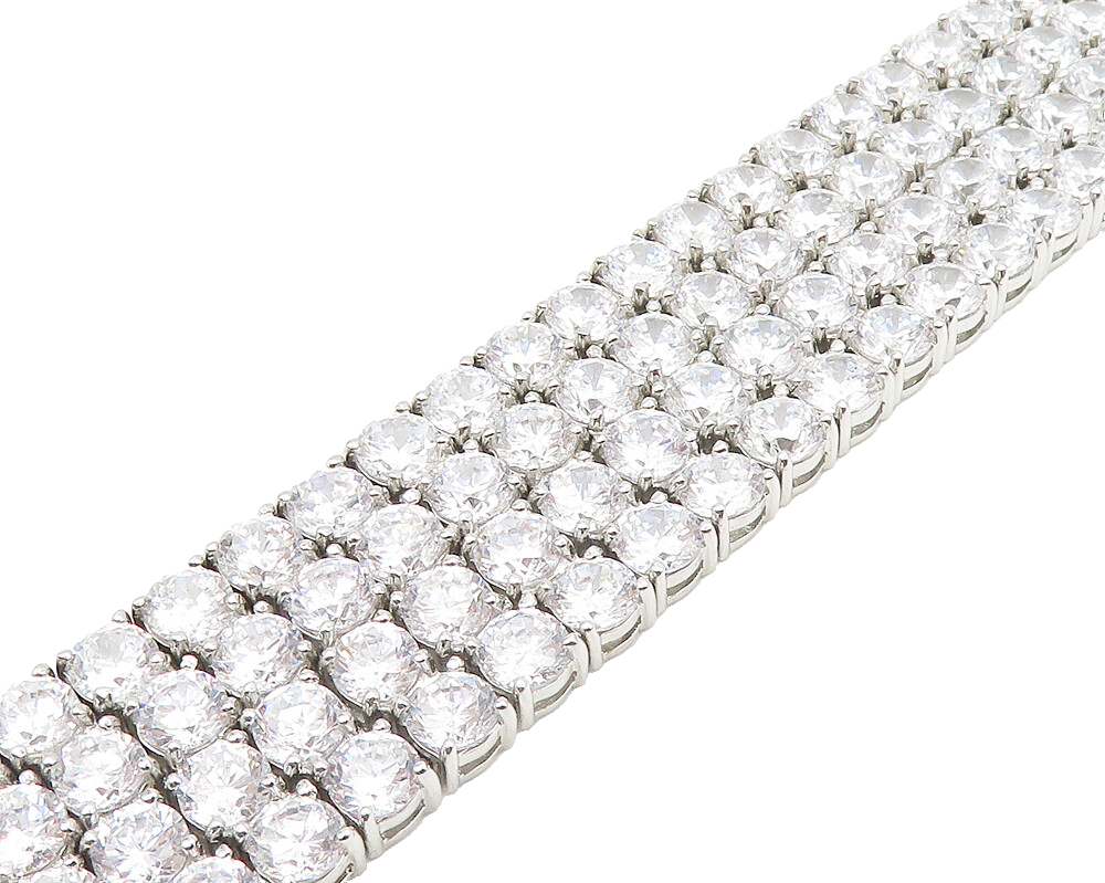 925 Sterling Silver  Sparkling Cubic Zirconia 4 Row Chain Bracelet  BT7274