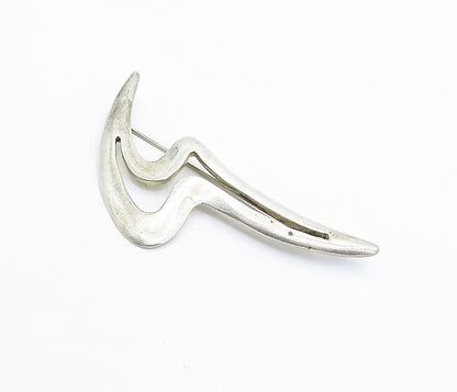 MEXICO 925 Sterling Silver  Vintage Shiny Modernist Design Brooch Pin  BP2399