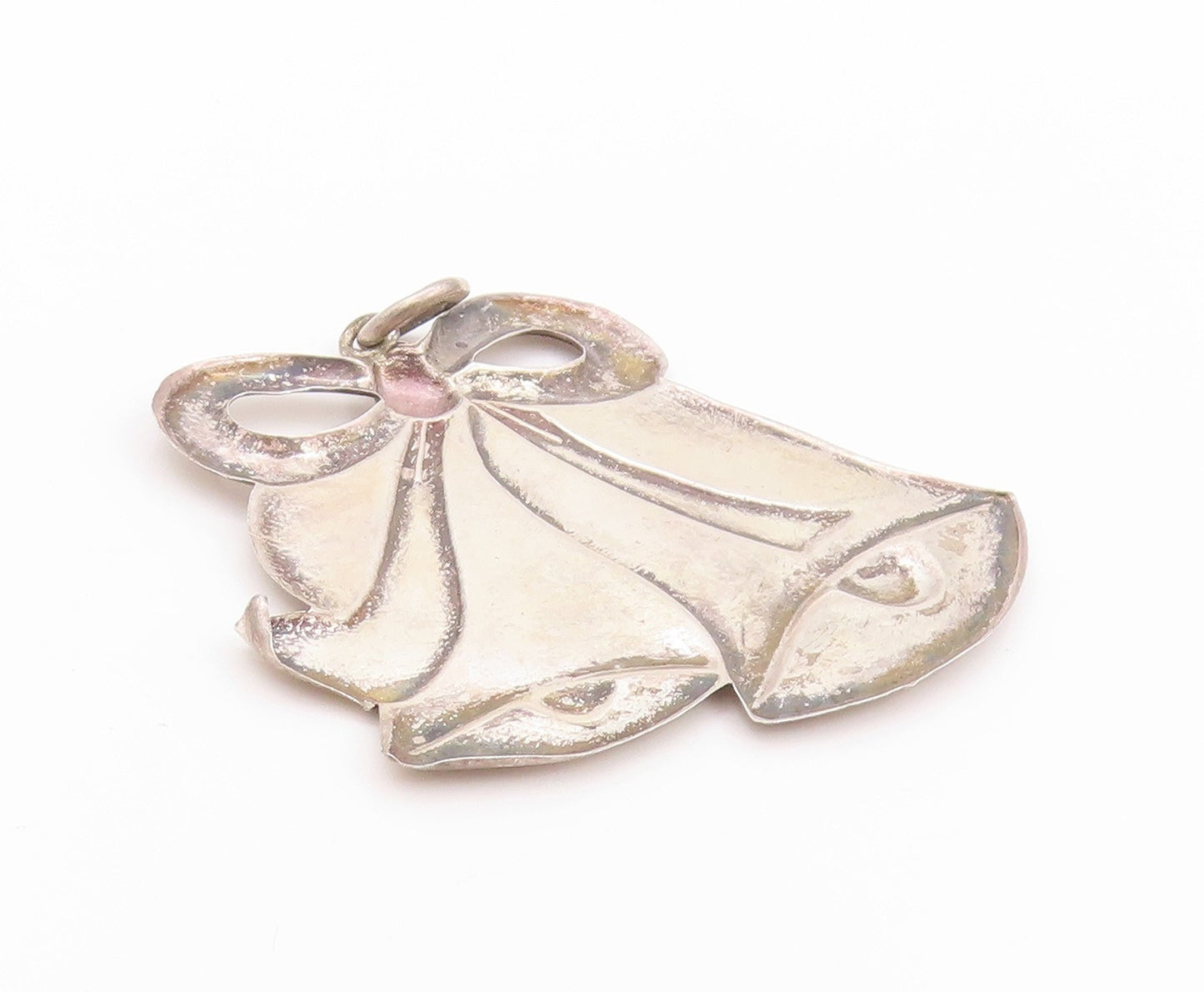 925 Sterling Silver Vintage Pendant Christmas Bells With Bow Cutout  PT24077