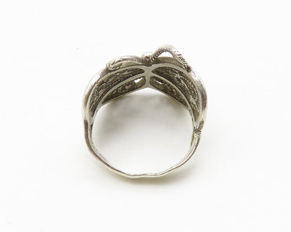925 Sterling Silver  Vintage Twist Butterfly Motif Band Ring Sz 5  RG10321