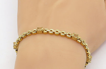 925 Sterling Silver Topaz Gold Plated Brick Layer Link Chain Bracelet BT2711