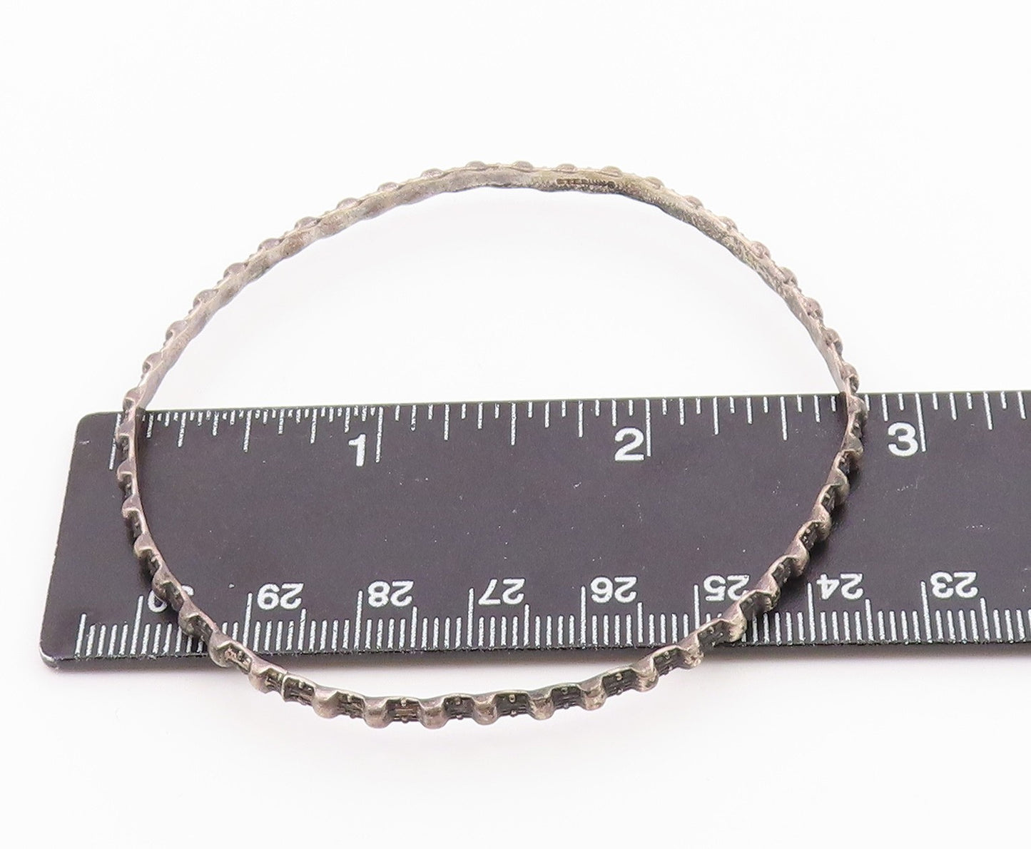 925 Sterling Silver  Vintage Antique Oxidized 2 Tone Bangle Bracelet  BT8668