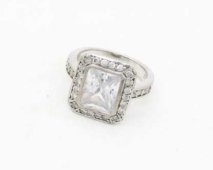925 Sterling Silver  Sparkling Cubic Zirconia Square Band Ring Sz 5.5  RG17370