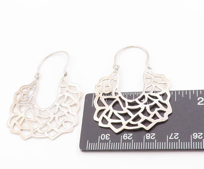 925 Sterling Silver Vintage Earrings Brutalist Cut Out Design Hooks  EG13694