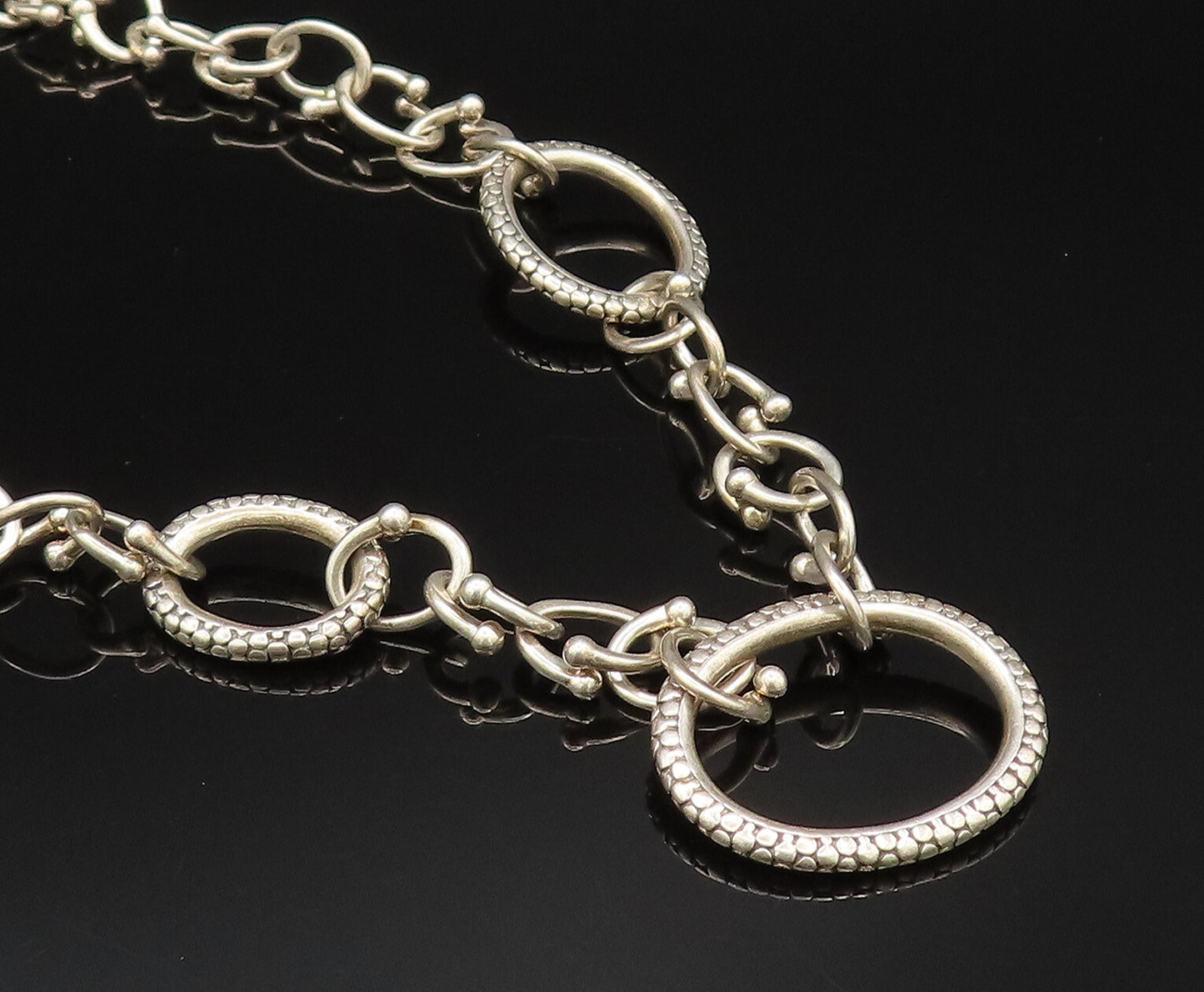 MICHAEL DAWKINS 925 Silver  Vintage Graduated Dotted Circle Necklace  NE3970