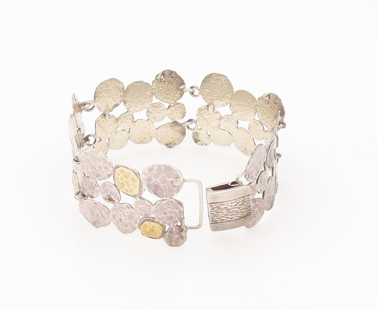 14K GOLD & 925 Sterling Silver  Vintage Soap Bubble Effect Bracelet  BT9873