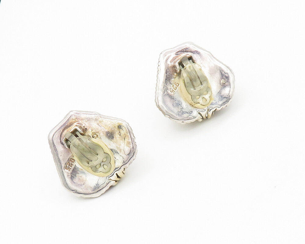 BAT AMI ISRAEL 925 Silver   Vintage Sodalite 2 Tone Non Pierce Earrings EG8990