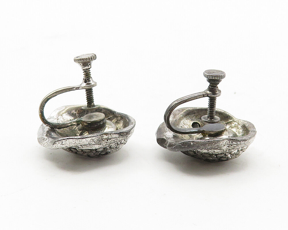 925 Sterling Silver  Vintage Sparkling Flower Non Pierce Drop Earrings  EG5904