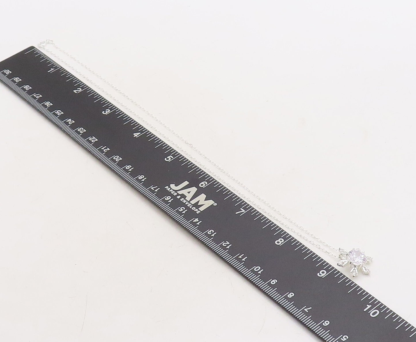 925 Sterling Silver  Sparkling Cubic Zirconia Snowflake Chain Necklace  NE2047