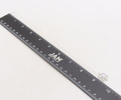 925 Sterling Silver  Sparkling Cubic Zirconia Snowflake Chain Necklace  NE2047