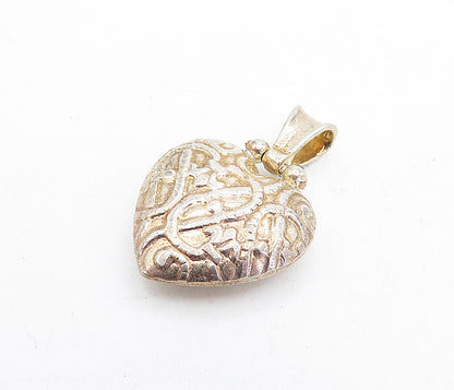 925 Sterling Silver  Vintage Shiny Hollow Swirl Love Heart Pendant  PT3477