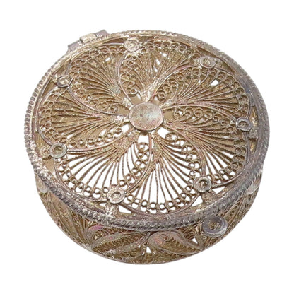 925 Sterling Silver Vintage Trinket Box Floral Filigree Design OPENS  TR4060