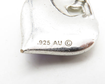 925 Sterling Silver  Shiny Purple Cubic Zirconia Love Heart Pendant  PT11212