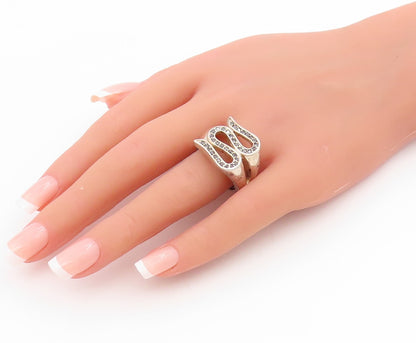 925 Sterling Silver Vintage Ring Spinel Coiled Serpent Swirl  Sz 10  RG34541