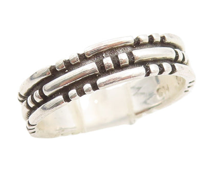 925 Sterling Silver Vintage Ring Dotted Brick Pattern Wide Band  Sz 8.5  RG33904