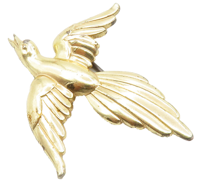 FORSTNER 925 Sterling Silver Vintage Gold Plated Flying Bird Brooch Pin  BP5018