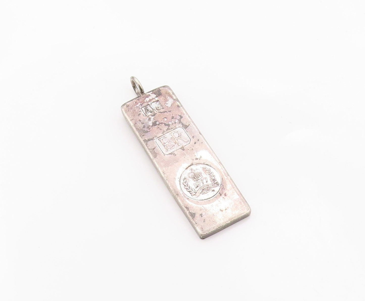 925 Sterling Silver Vintage Pendant Minimalist Geometric Jubilee Ingot   PT26319