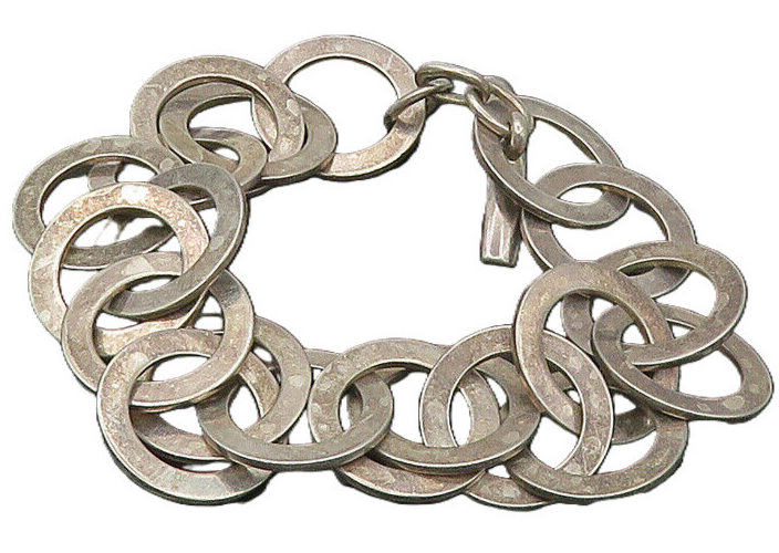 SILPADA 925 Silver  Vintage Dark Tone Smooth Circle Link Chain Bracelet BT6940