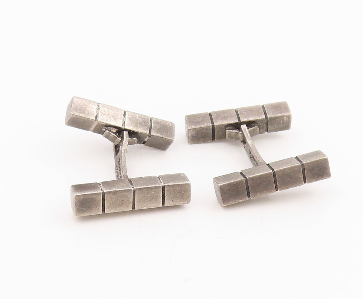 925 Sterling Silver Vintage Cufflinks DENMARK Modernist Geometric Blocks  TR4148