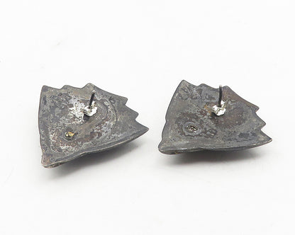 MEXICO 925 Silver  Vintage Oxidized Modernist Non Pierce Earrings  EG6039