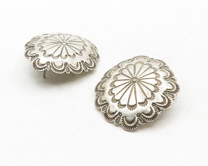NAVAJO 925 Sterling Silver  Vintage Etched Floral Pattern Drop Earrings EG6576