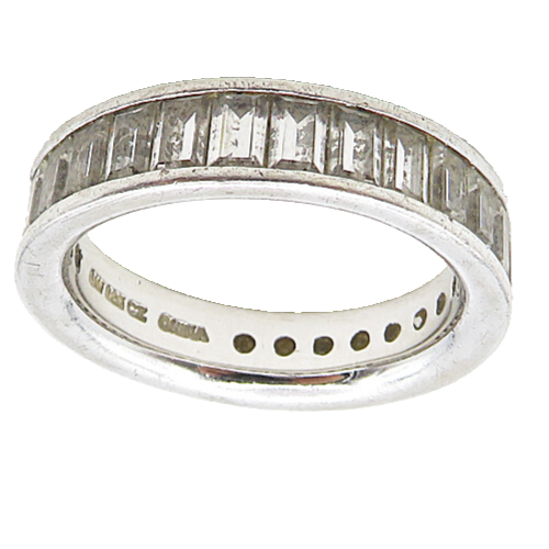 925 Sterling Silver  Sparkling Cubic Zirconia Eternity Band Ring Sz 7  RG9279
