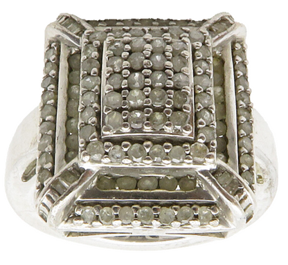 925 Sterling Silver  Vintage Genuine Diamonds Cocktail Ring Sz 6.5  RG13393