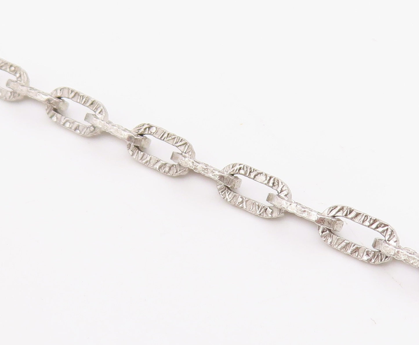 925 Sterling Silver Vintage Necklace Minimalist Hollow Over Link Chain  NE4690