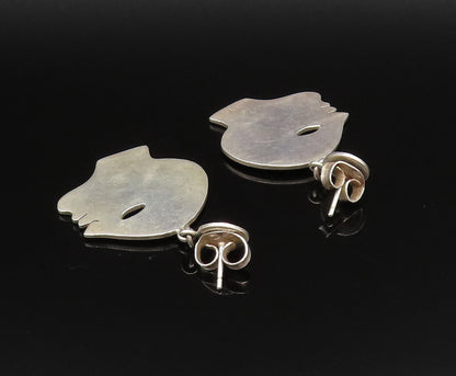 MIMI CASTILLO 925 Silver  Vintage Flat Side Profile Face Earrings  EG12025