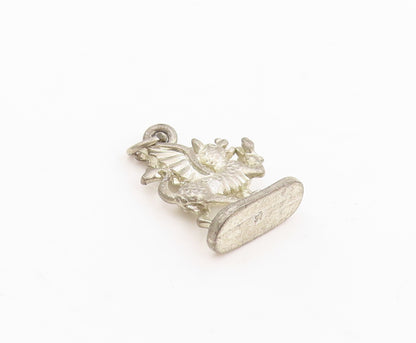 925 Sterling Silver Vintage Pendant Etched Welsh Dragon Of Wales Charm  PT25262