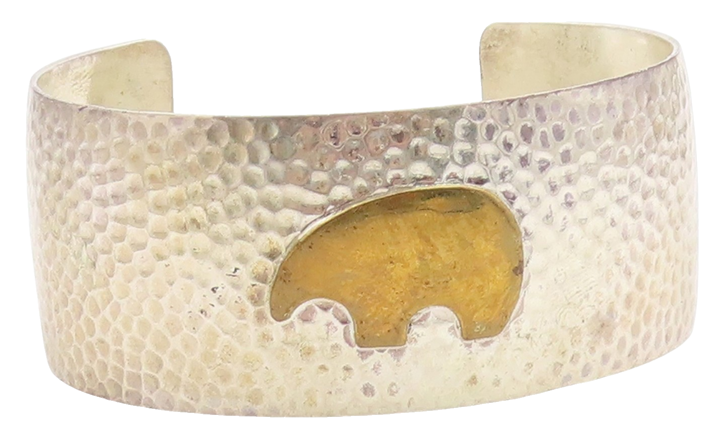 925 Sterling Silver Vintage Bracelet SOUTHWESTERN Two Tone Bear Cuff BT11793